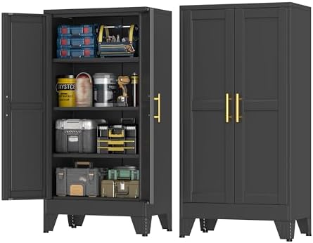 pozdeg 47.25" Black Heavy Duty Metal Garage Storage Cabinet