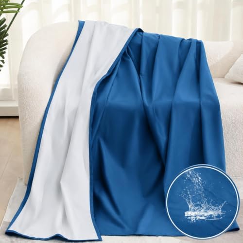 Tisancy Waterproof Blanket Queen Size, Sky Blue TPU Polyester 78'' x 82'' Water Proof and Stain Resistant Mattress Protector Mat for Bed, Leakproof Protective Pet Mat