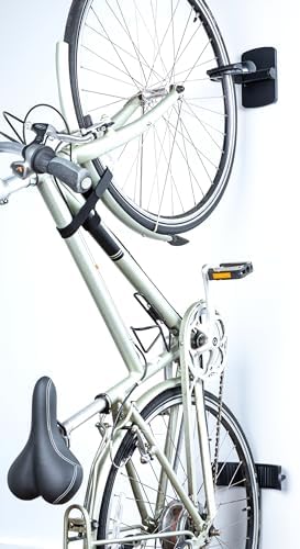 Duck EasyMounts Bike Hanger - Heavy Duty Wall Mount Bicycle Rack for Garage Organization & Storage - No Tool Install - Up to 50 Lbs - Black, Pack of 1 Tire Hook, Wheel Dock & All Hanging Hardware