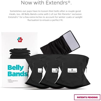Pet Parents Washable Belly Band Male Dog Diapers, Dog Wraps and EXTENDRS, Black, X-Small: 1