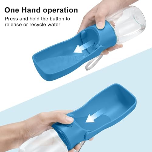 Portable Dog Water Bottle for Walking – 19oz / 12oz Foldable Pet Water Dispenser for Puppies, Medium & Large Dogs – Leak Proof Travel Water Bowl for Small Animals Dog Accessories(19OZ Dark Blue)