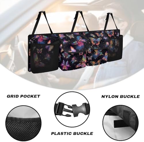 Dreaweet Butterfly Car Trunk Organizer,Hanging Car Back Seat Storage Bag Multipurpose Waterproof Trunk Organizer Car Trunk Storage and Decorative Accessories
