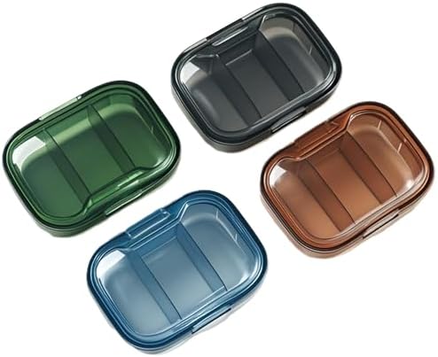 2-Pack 3-Compartment Pill Organizer, Travel Portable Medicine Box with Silicone Seal – BPA-Free Plastic, Daily Pill Case for Vitamins, Elderly, Pets (2.75x1.96x0.98in) (Blue+Green)