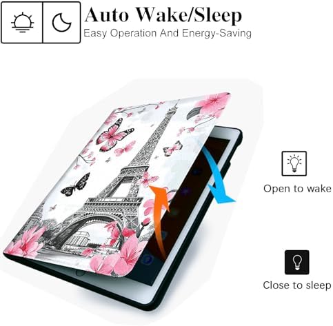 for Microsoft Surface Pro 8-13" 2021 Tablet Case,Auto Wake/Sleep,Adjustable Stand Protective Cover - Eiffel Tower Sakura Butterfly