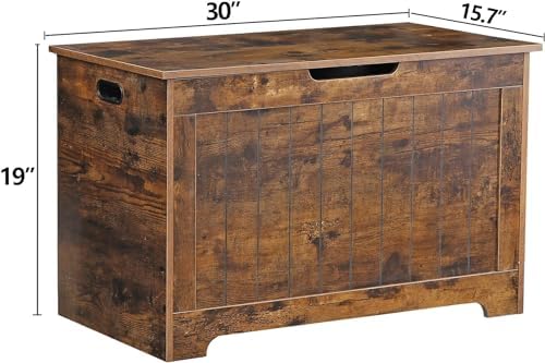 Wooden Storage Chest,30/40 Inch Storage Trunk w/2 Safety Hinges, Storage Bench, Modern Lift Top Chest Box Organizer (Rustic Brown, 30 L x 15.7 W x19 H Inch)