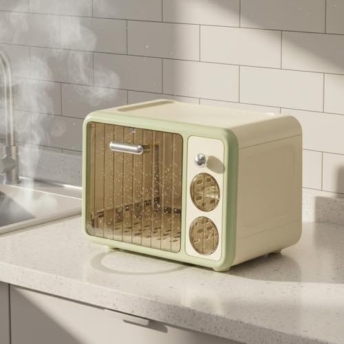 Storage Cabinet Kitchen Organizer Cup Rack Cabinet Cupboard with and Dustproof Doors Made of PP and PET Suitable for Nursery Decor kitchenette Counter Compact, Green