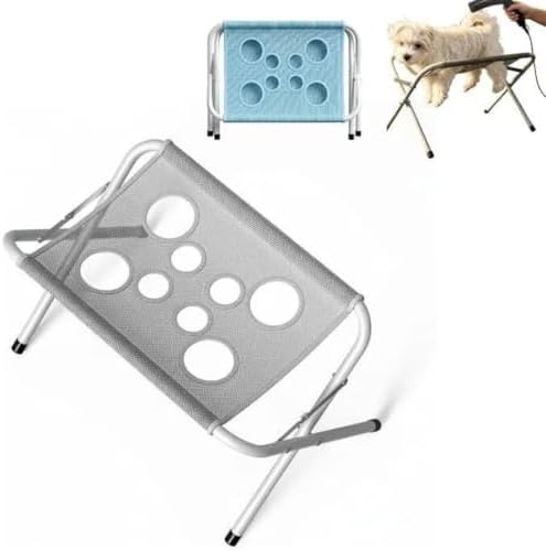 Portable Dog Grooming Table, Foldable Pet Grooming Hammock Stand (Grey) | with Quick Dry Mesh Platform, Support Rectangular Wash Station for Small Dogs and Cats Nail Trimming,Bathing and Daily Care