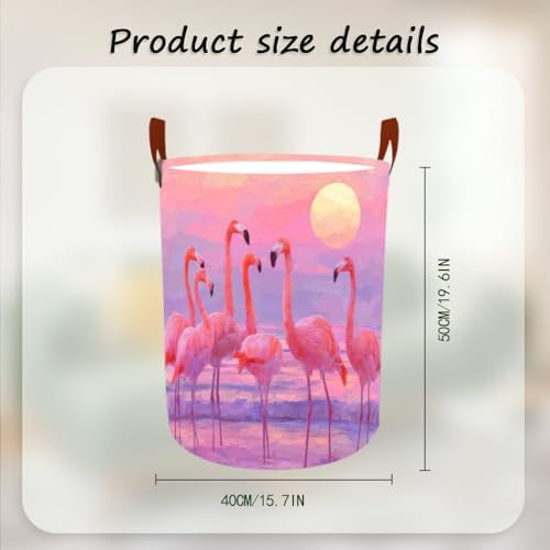 Laundry Basket 15.7x19.7 in Flamingo Sunset Hamper for Bedroom