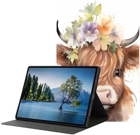 for Samsung Galaxy Tab S8 2022/Tab S7 2020 11" Tablet Case(Model SM-X700/X706/T870/T875/T878),Premium Leather Folio Stand Auto Wake/Sleep,Multiple Viewing Stand,Cute Highland Cow