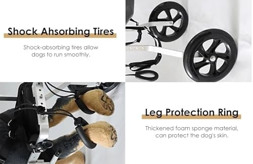 Dog Wheelchair Full Support Disabled Cat Wheelchair with Handle, 4 Wheels Dog Recovery for Front Legs/Back Legs, Comfortable Protect Chest Pet Walker Cart(XS)