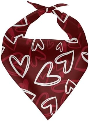 Howilath Valentine's Dog Bandana, Heart Pattern Pet Kerchief for Small Medium Large Dogs