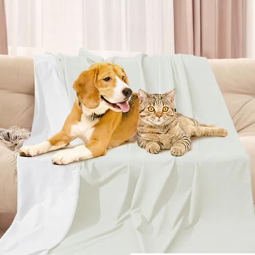 Tisancy Waterproof Bed Blanket Queen Size 78'' x 82'' White Polyester, TPU Waterproof Film Mattress Protector Mat with Storage Bag for Bed Cover