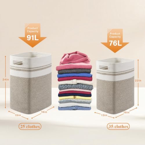 OIAHOMY 91L Laundry Hamper, XXXLarge Collapsible Laundry Basket Yellow