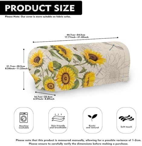 Sunflower Couch Arm Covers Stretch Chair Covers Anti-Slip Sofa Arm Covers for Chairs and Sofas Armchair Protect and Decorate Your Sofa
