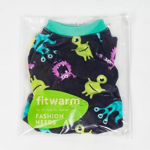 Fitwarm Cute Monster Halloween Dog Pajamas, Funny Costumes for Small Dogs Boy Girl, Festive Pet Clothes, Green, Purple, Black, XXL