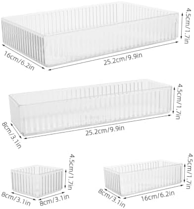 Homoyoyo 10pcs Plastic Drawer Organizer Tray Set with 4 Sizes, Stackable Pet Multi-use Divider System with Removable Dividers and Raised Edges, for Vanity, Kitchen Gadgets, Nail Tools,