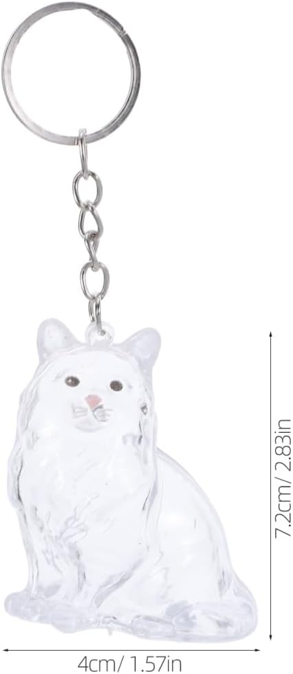 Hemoton Cat Fur Keepsake Keychain Transparent Cat Shape Pet Hair Keepsake Box Keychain with Lid Portable Memorial Keyring for Storing Pet Hair Souvenirs at Home or While Traveling