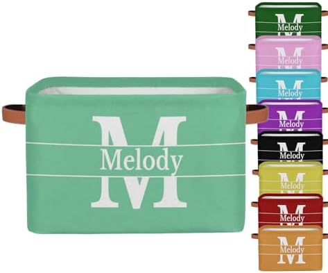 Personalized Name Storage Basket, Mint Green Print Initial Letter
