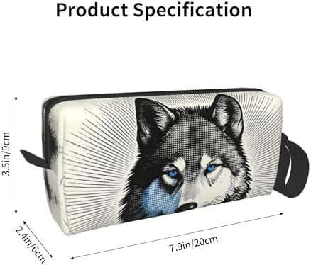 Blue Eyed Wolf Makeup Bag for Women with Wrist Strap | Durable 600D Oxford Fabric Cosmetic Organizer,Compact Travel Pouch with Handle for Gym & Daily Use