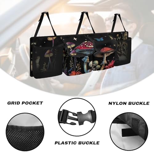 Mushroom Butterfly Car Trunk Organizer Hanging Car Back Seat Storage Bag Collapsible Auto Cargo Bag Auto interior Accessories for Most Sedans SUV Jeep Trucks MPV