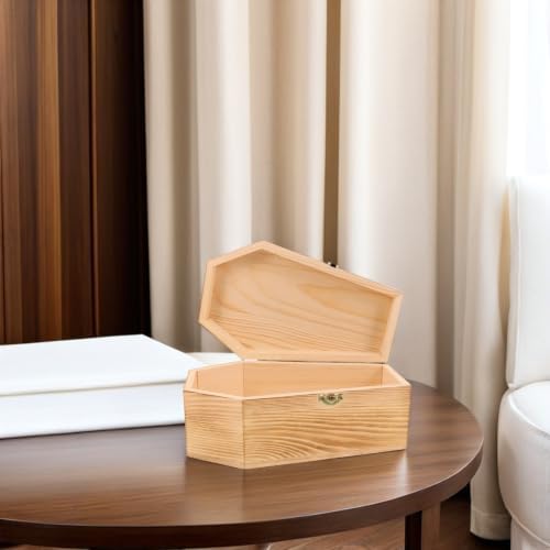 BESTOYARD Keepsake Box Coffin Shaped Wooden for Small Items and Pet Ashes