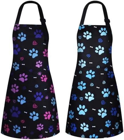 Dog Grooming Water-repellent Apron with 2 Pockets, Animals Puppy Dogs Pets Kitchen Chef Aprons for Grooming Cooking
