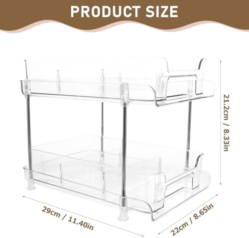 Didiseaon Bathroom Vanity Organizer Countertop with Slide-out Pull Drawer, Made of Pet and Stainless Steel, Desktop Placement Storage Rack for Bathroom and Kitchen Supplies