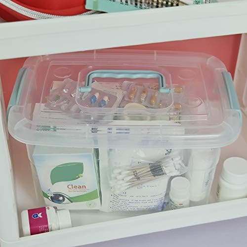 Sandmovie Clear Storage Latch Bin, Plastic Storage Container Box with Lid and Handle, 6 Packs