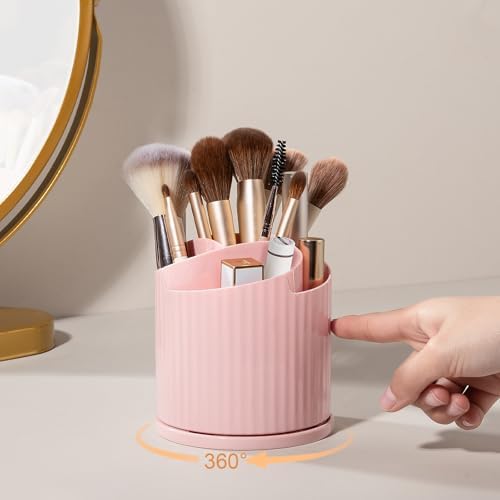 Anyoifax 360 Rotating Makeup Brush Holder Make Up Brushes Organizer, Pink