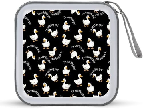 DVD Storage for 40 Movies, Funny Duck Hard Plastic CD DVD Disc Cases | Disc Holder Organizer Binder, Funny Duck, Portable for Travel Home Office