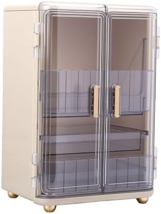 3 Tier Clear Makeup Organizer | Large Capacity Countertop Skincare Storage Box With Transparent Door For Vanity Bathroom