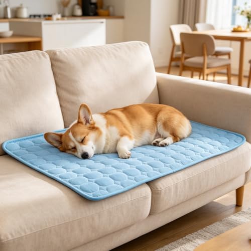 2026 Arc-Chill Upgraded Dog Cooling Mat Q-Max>0.4 Pet Cooling Pad | Non-slip Dog Bed Mats Washable Cooling Mat for Dogs Cats Instant Cool Relief for Indoor Floor Sofa, Outdoor Garden& Car Seats