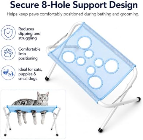 Pet Grooming Hammock for Dogs, Foldable Pet Bathing Stand，Pink | Foldable Cat Grooming Hammock, Suitable for Pet Washing Maintenance Travel Grooming with Quick Surface and Strap