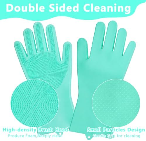Pet Grooming Gloves—Dog Washing Gloves with High-Density Teeth, Dog Bath Scrubber with Enhanced Five Finger Design, Silicone Gloves for Dogs and Cats Bathing, Massage (Turquoise)