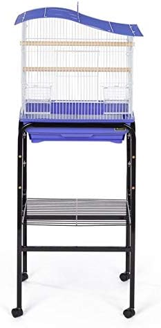 Prevue Pet Products Bird Cage Stand with Shelf, Black (SP445BLK) | Small Metal Cage Stand with Rolling Wheels, Bird Stands for Inside with Storage