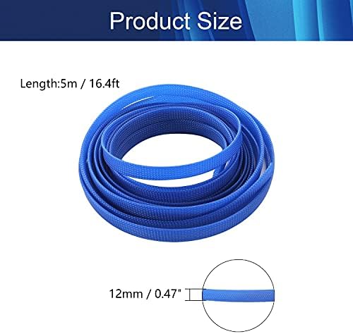 Jutagoss PET Expandable Braided Cable Sleeve, 16.4ft - 1/2 inch Blue Cable Management Sleeve, Wire Loom Tube Cord Protector for USB Cable, Power Cord, Audio Video and More, 1Pc