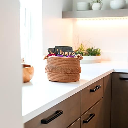 NaturalCozy 3-Piece Boho Decor Storage Basket Set – Cotton Rope Woven Baskets for Organizing! Small Basket for Baby Stuff, Baby Shower, Gift Basket, Nursery Basket, Planter, Toy Basket, Shelves
