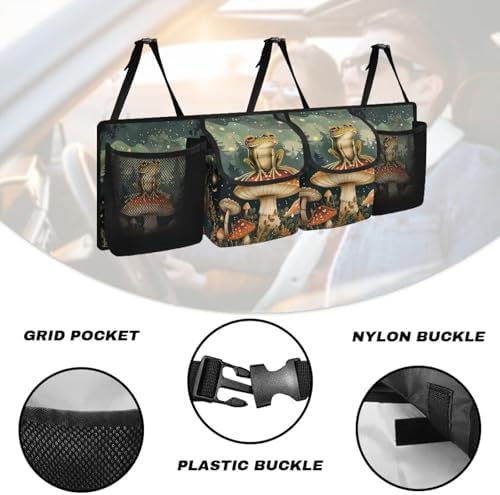Mushroom Car Trunk Organizer Hanging Multipurpose Auto Backseat Storage Bag Universal Automotive Interior Accessories with 4 Pockets 3 Adjustable Straps