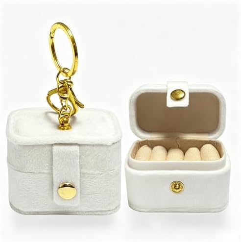 Velvet Dog Collar Ring Bearer Box with Clip, Wedding Ring Pillow Box for Pet, Mini Ring Holder Pouch Box for Proposal Party (Ivory)