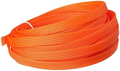 Bettomshin 1Pc 32.8Ft(10m) Cable Management Sleeve, 3/8"(10mm) Width PET Orange Cord Protector, Wire Loom Tube Insulated Sleeving for USB Cable Power Cord Organizer Video Cable Hider