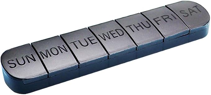 Pill Organizer Large, Travel Weekly 7-Day Vitamins Case Dispenser | Matte Black, Medicine Pill Box Holder Container for Medication, Meds and Minerals, Supplements, Fish Oil, Capsules, Tablet