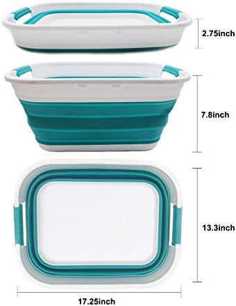 SAMMART 17.5L (4.6 Gallon) Collapsible/Foldable/Pop Up/Portable Washing Tub, Water Capacity 13.5L/3.5 Gallon (1, Bright Blue)