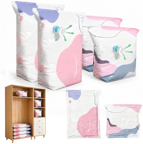 No-Pump Vacuum Storage Bags, 2026 New Cube Compression Space Saver Bags, Upgrade Large Storage Compression Bags No-Pump 3D Vacuum Storage Bags for Clothes, Comforters, Blankets (MIX-4PCS)