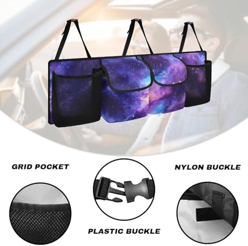 Starry Sky Hanging Trunk Organizer Car Back Seat Storage with 4 Large Pockets Foldable Automotive Interior Accessories for Sedans MPV SUV Jeep Trucks Van