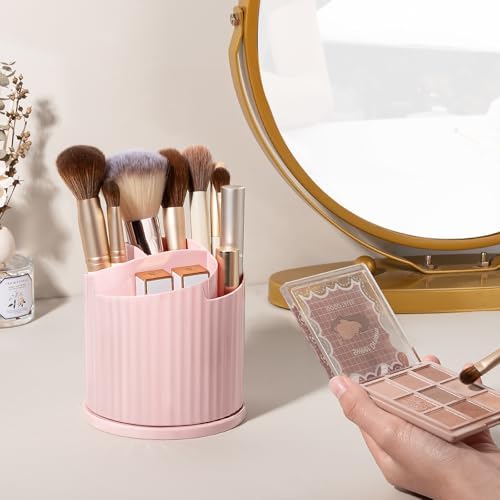 Anyoifax 360 Rotating Makeup Brush Holder Make Up Brushes Organizer, Pink