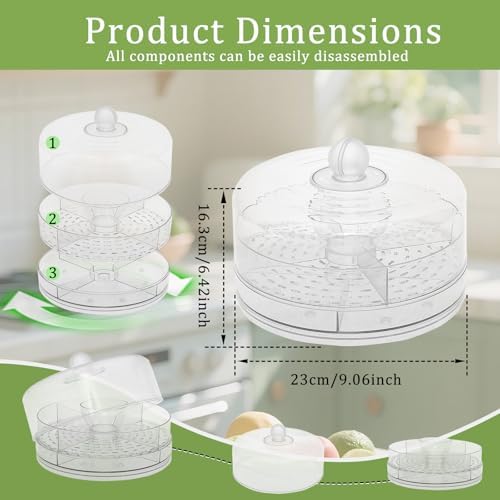 Chilled Condiment Server, 4 Compartment Fruit Serving Bowl, Clear Serving Tray Platter, Ice Cooled Condiment Serving Container, Chilled Garnish Tray Bar Caddy for Party Supplies & Bar