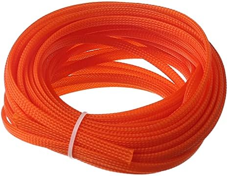 Bettomshin 1Pc 32.8Ft(10m) Cable Management Sleeve, 1/4"(6mm) Width PET Orange Cord Protector, Wire Loom Tube Insulated Split Sleeving for USB Cable Power Cord Organizer Video Cable Hider