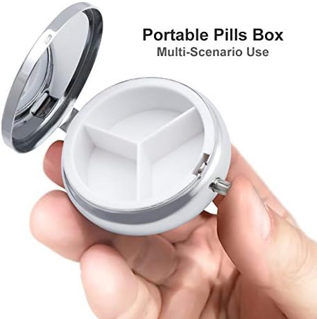 Round Cute Pet Pill Organizer Pill Box 3 Compartment Portable Travel Medicine Case Daily Mini Compact Medicine Container Storage Vitamin Supplement Dispenser