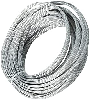 Bettomshin 1Pc 32.8Ft(10m) Cable Management Sleeve, 1/4"(6mm) Width PET Grey Cord Protector, Wire Loom Tube Insulated Split Sleeving for USB Cable Power Cord Organizer Video Cable Hider