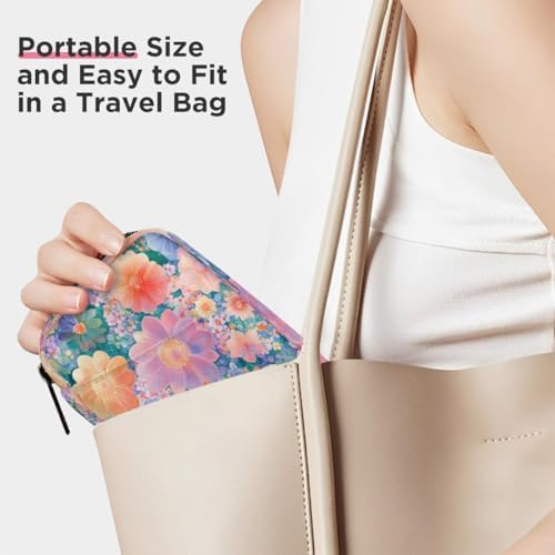 Pill Organizer Box Painted Flowers Spring 7-Day Weekly Medicine Pill Case Travel Pill Container Portable Pill Holder Storage Purse Bag Small Compact Size for Vitamin Supplement Birth Control